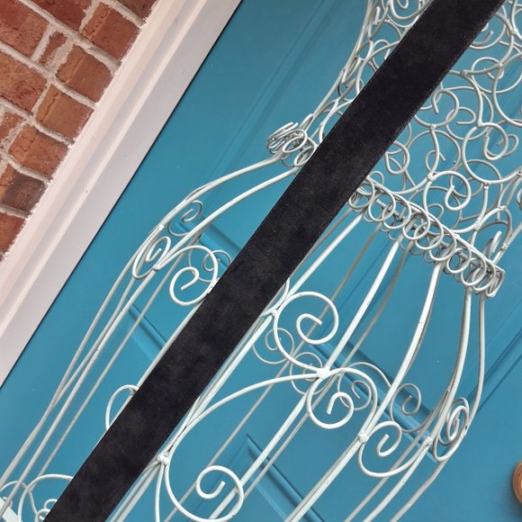 Suede Belt Genuine Leather Black Suede Covered Belt Buckle Size S - Picture 7 of 15